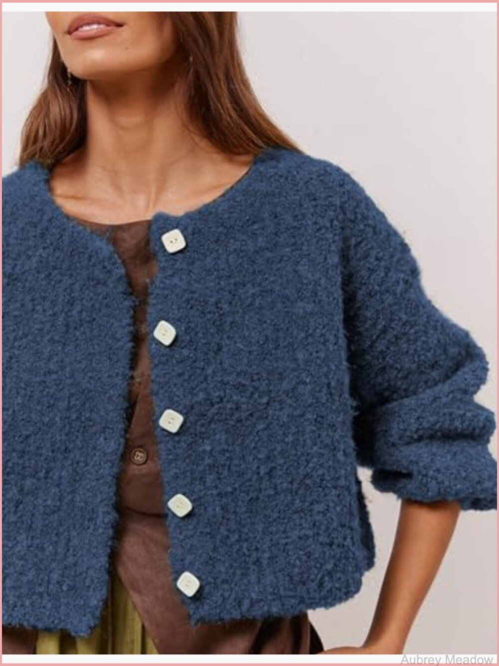 Cropped Cardigan Sweater Open Front Fluffy Knit Jacket - Picture 2 of 7